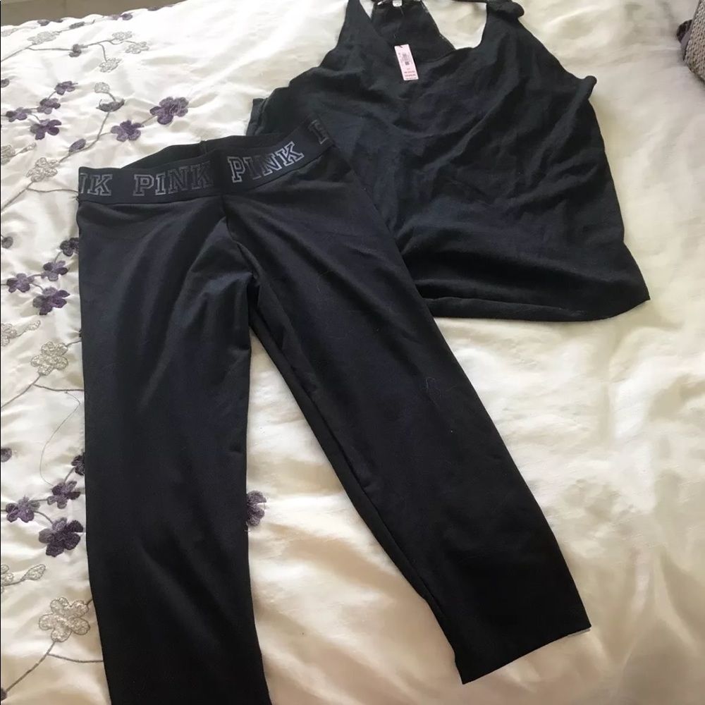 Pink Victoria secret tank top and leggings NWT